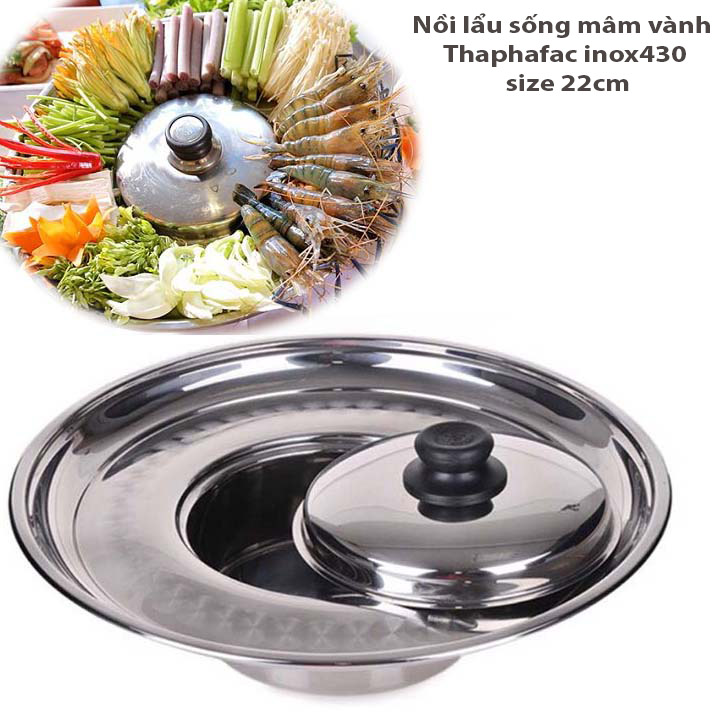 Nồi lẩu sống mâm vành Bảo Thành Phát inox 430 size 22cm